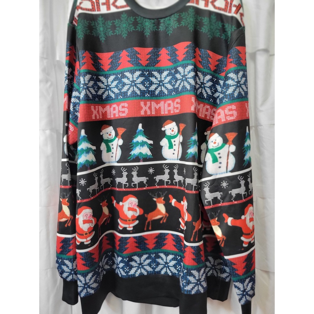 Dabbing Santa Ugly Christmas Sweatshirt Mens 2XL Black Holiday Snowman Rein 632